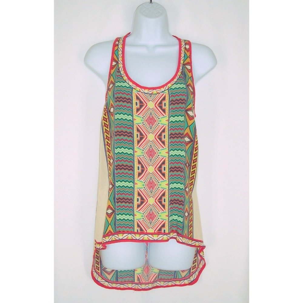 Flying Tomato Tank S Boho Geometric Racerback Hi Lo Hem Rayon